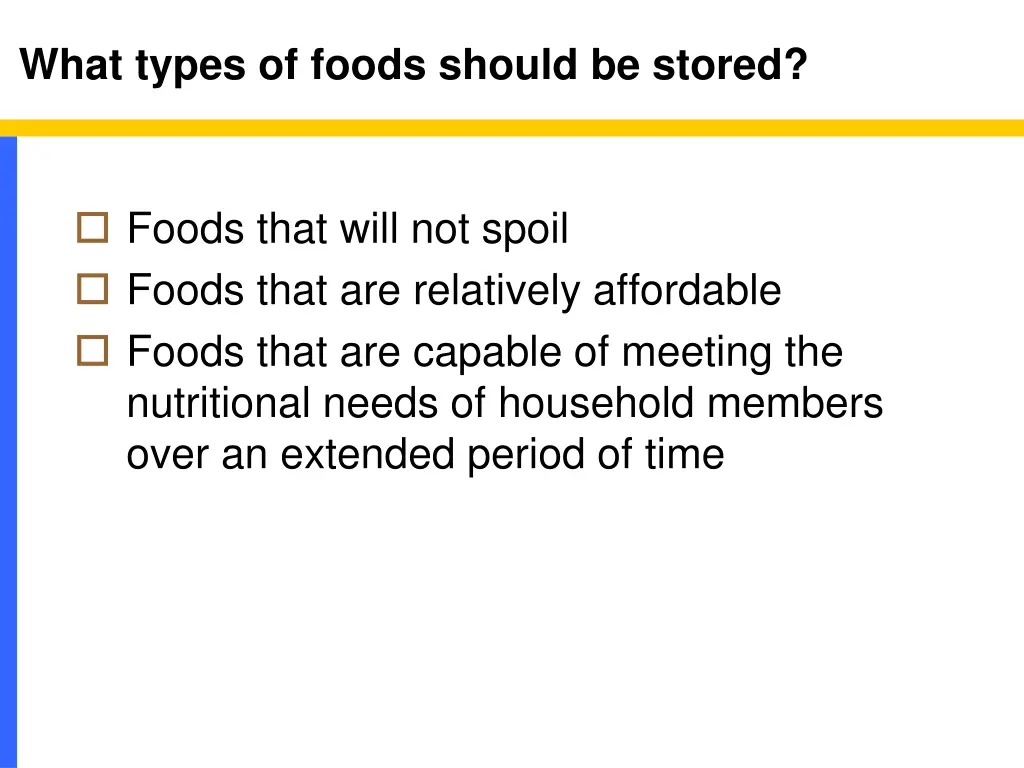 what types of foods should be stored