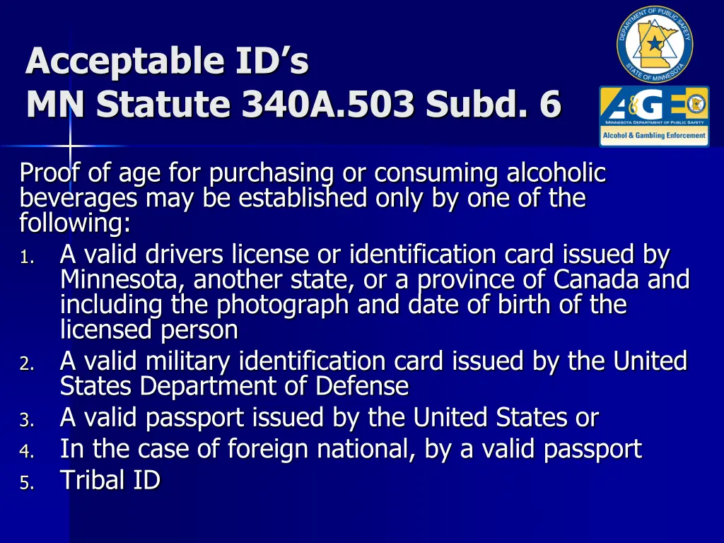 acceptable id s mn statute 340a 503 subd 6