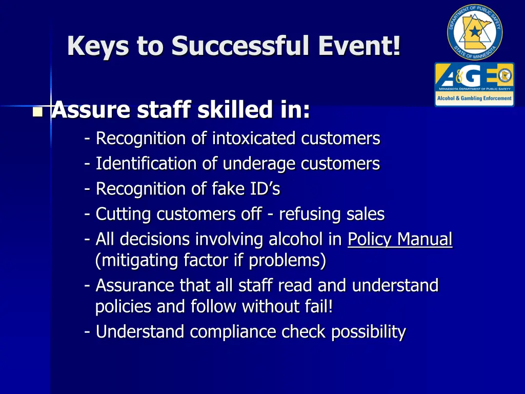 keys to successful event