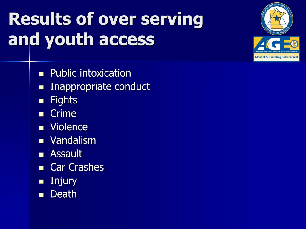 results of over serving and youth access