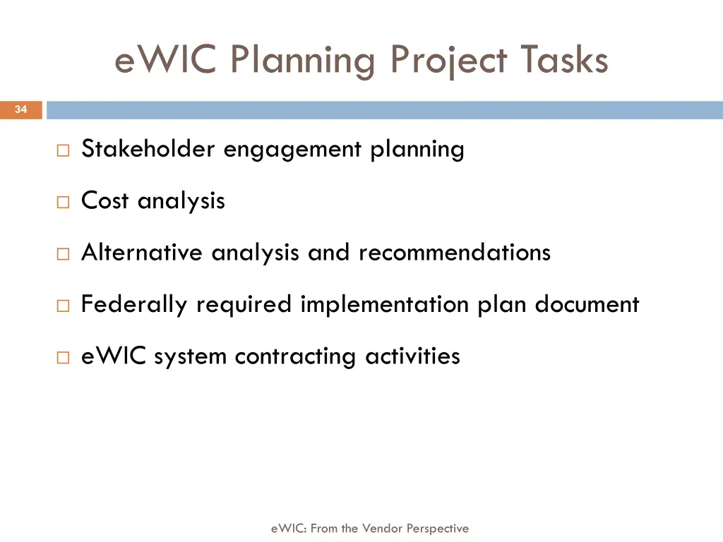 ewic planning project tasks