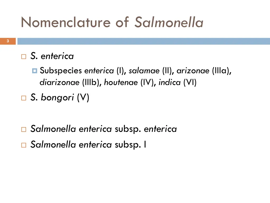 nomenclature of salmonella