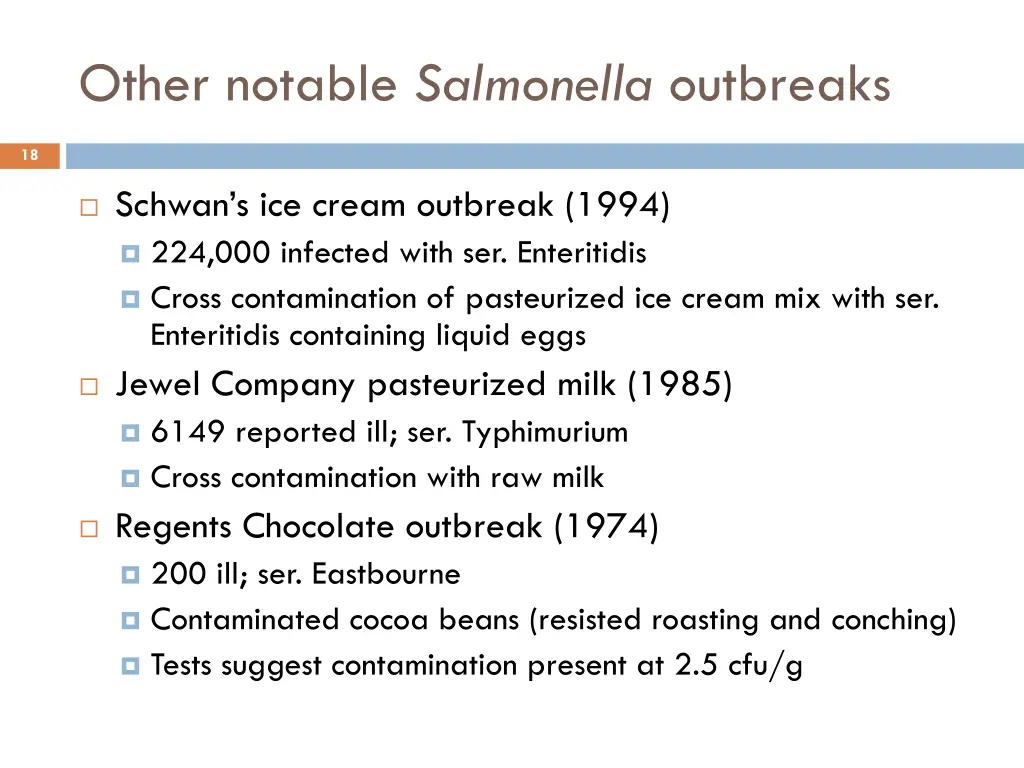 other notable salmonella outbreaks