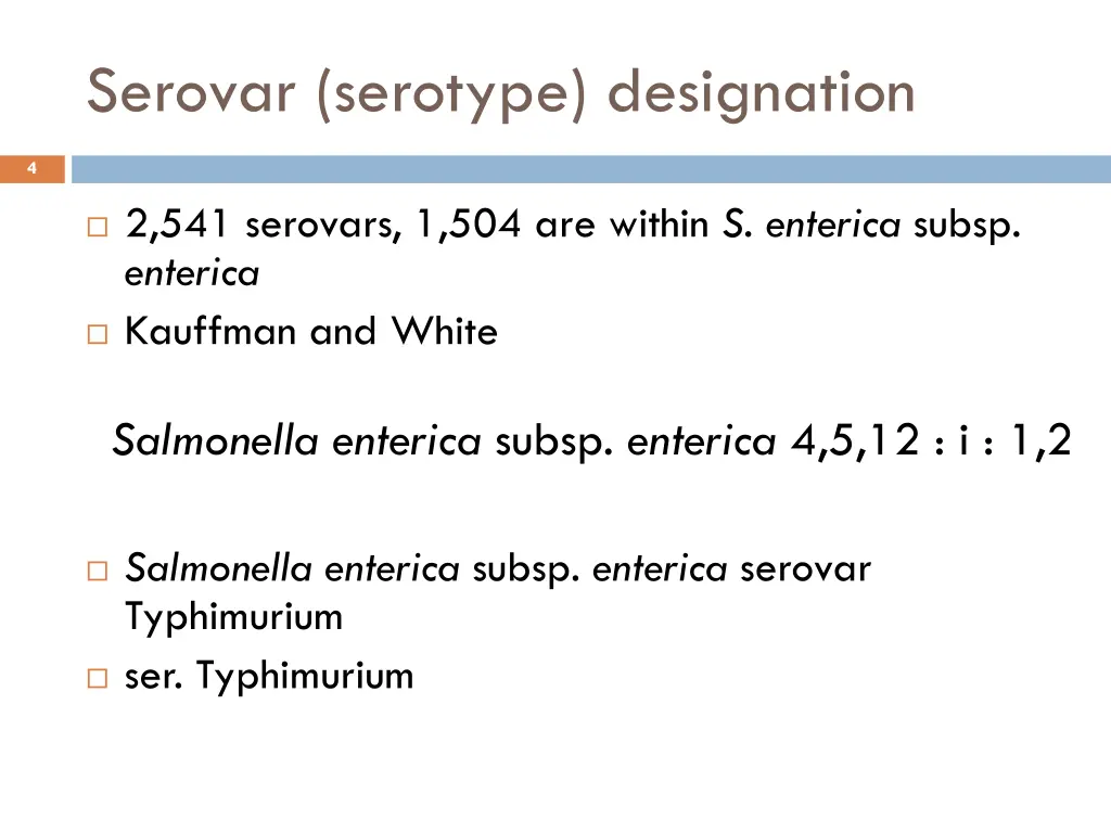 serovar serotype designation