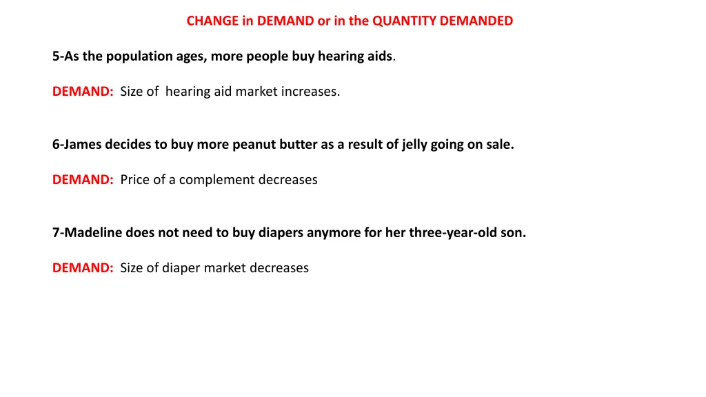 change in demand or in the quantity demanded 1