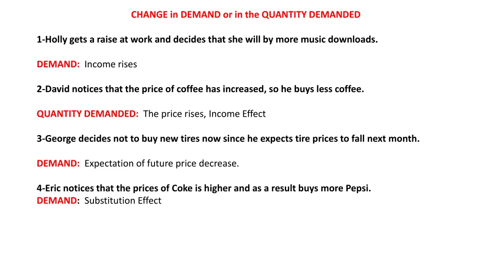 change in demand or in the quantity demanded