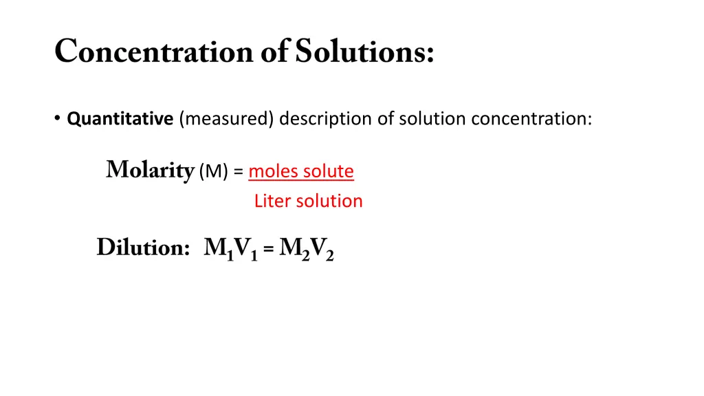 quantitative measured description of solution