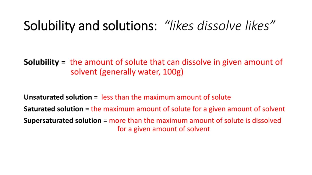 solubility and solutions solubility and solutions