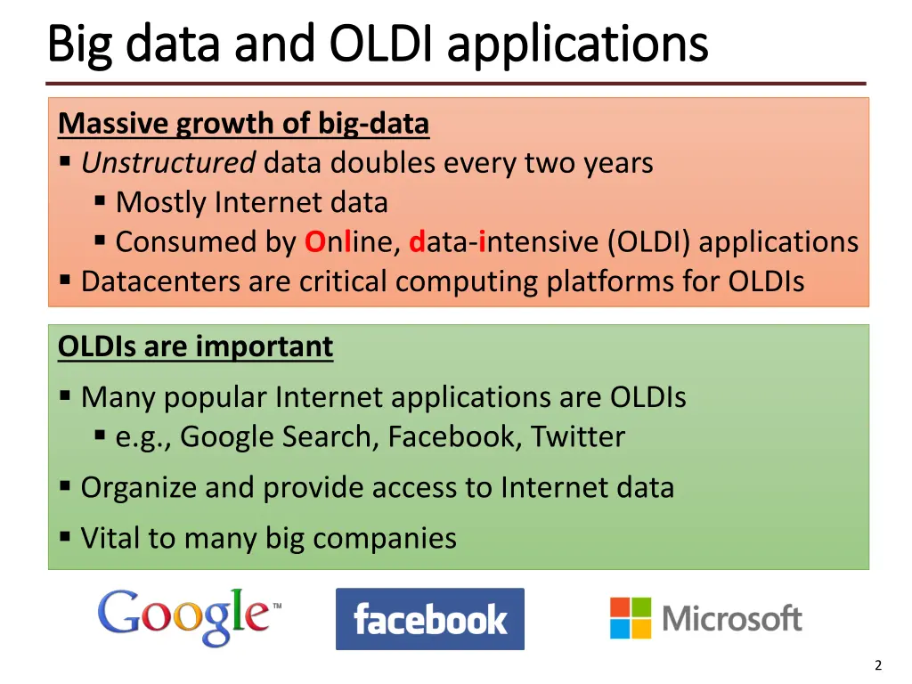 big data and oldi applications big data and oldi