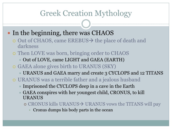 greek creation mythology