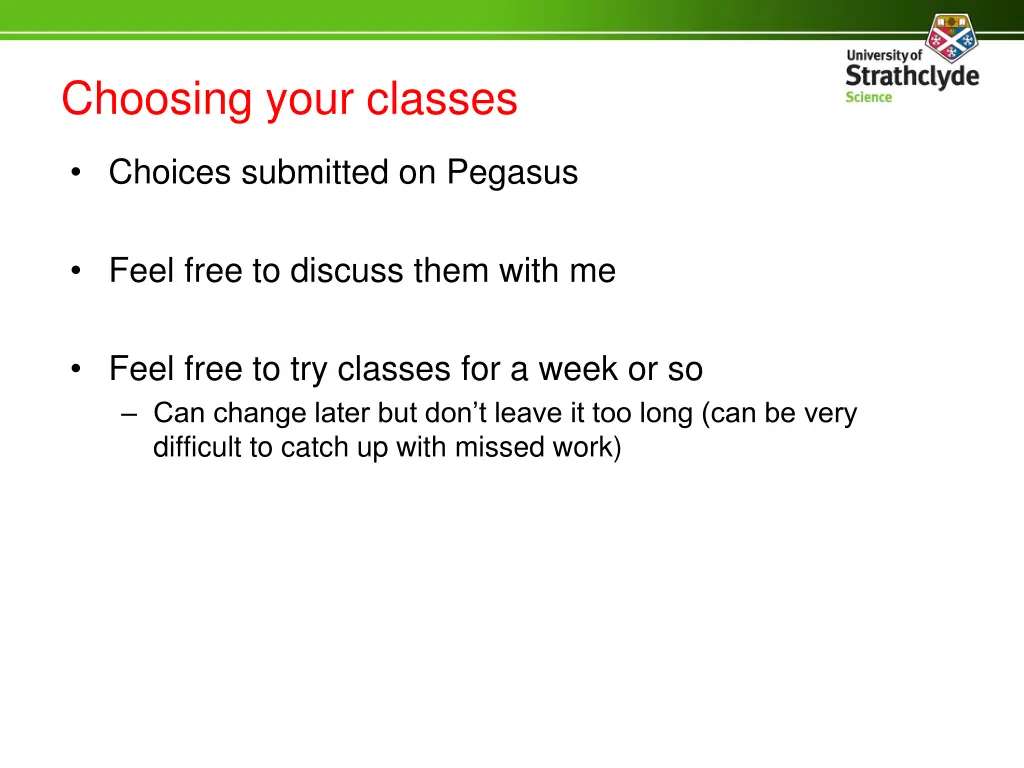 choosing your classes