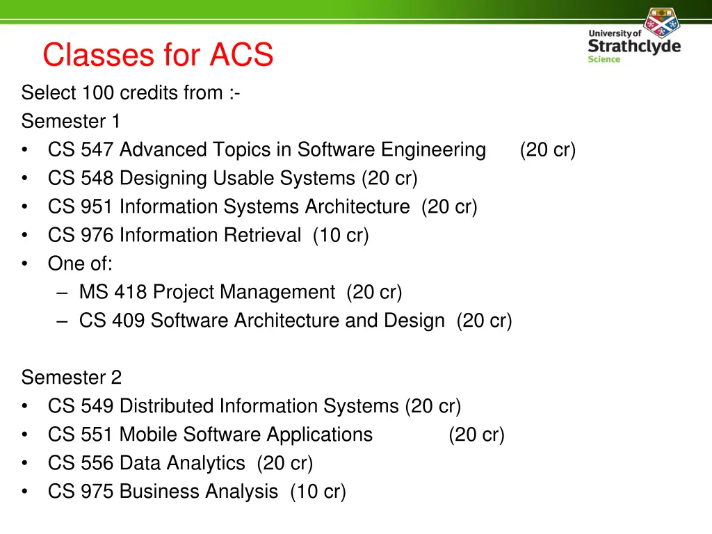 classes for acs