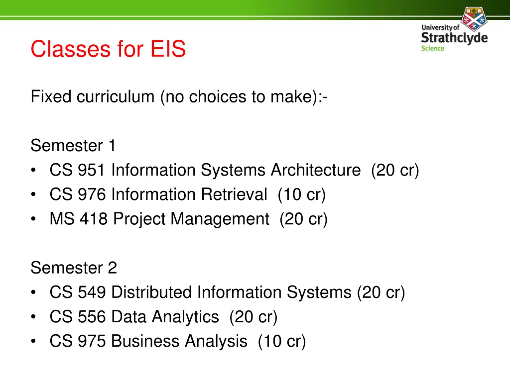 classes for eis