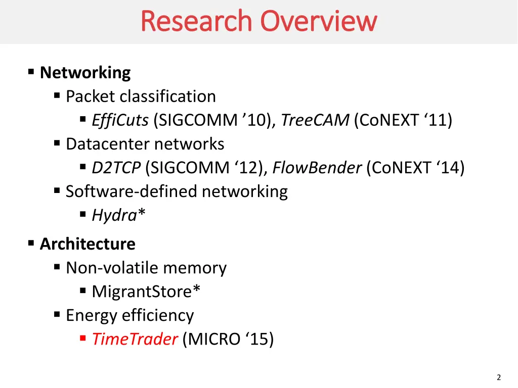 research overview research overview