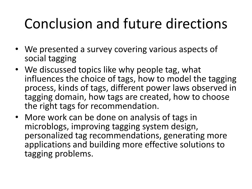 conclusion and future directions