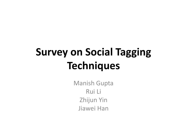 survey on social tagging techniques