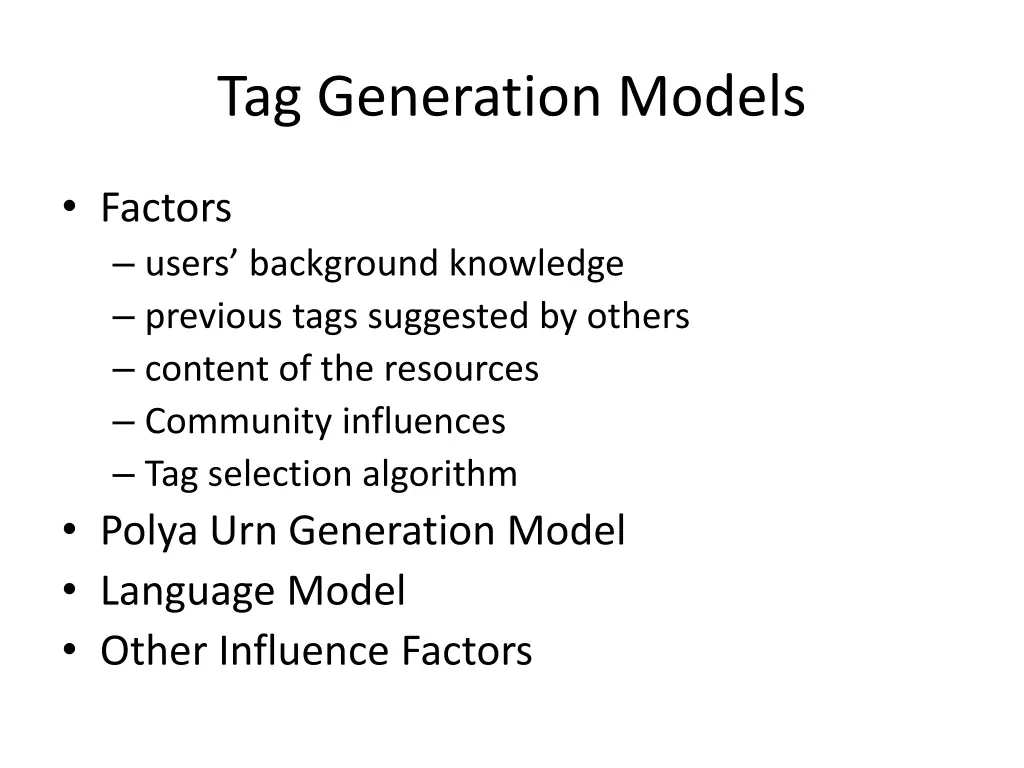 tag generation models