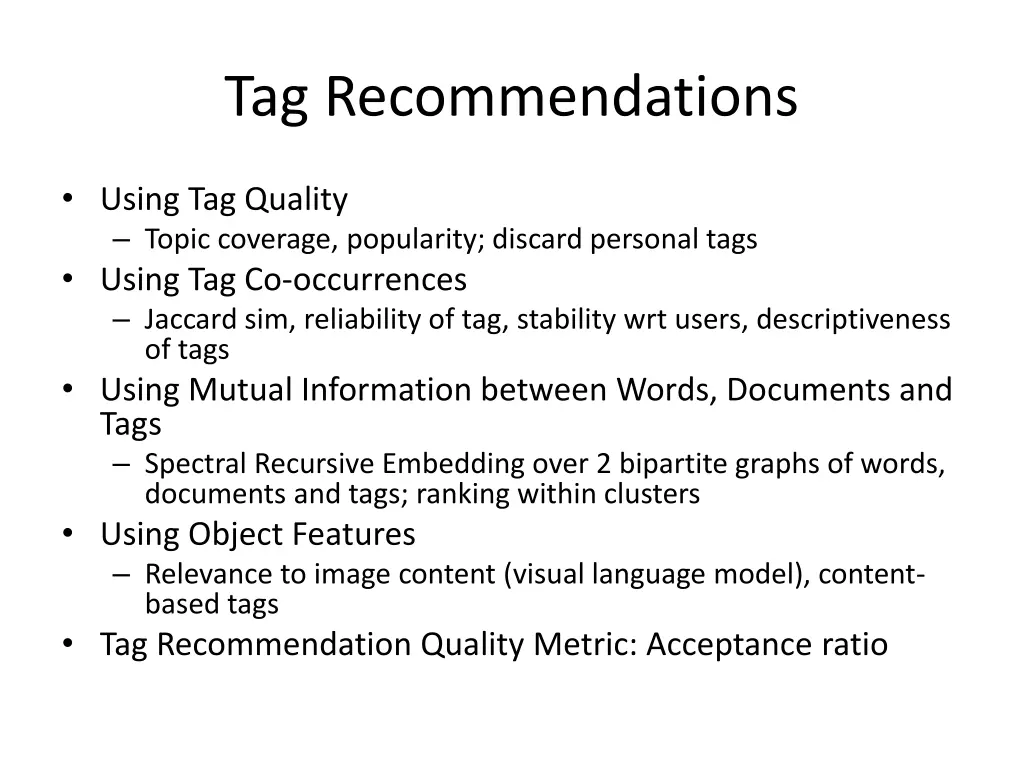 tag recommendations