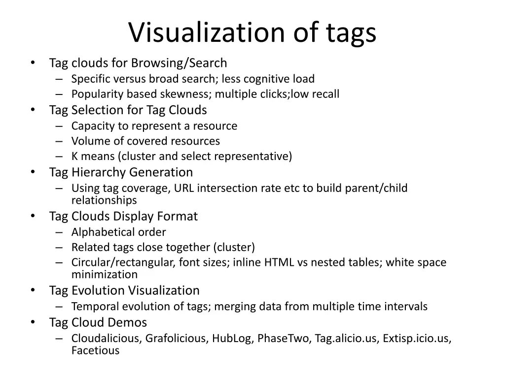 visualization of tags