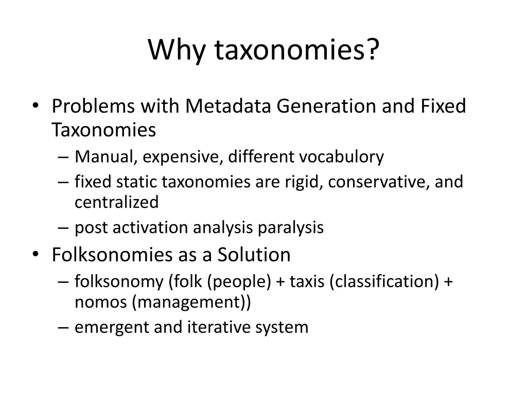 why taxonomies