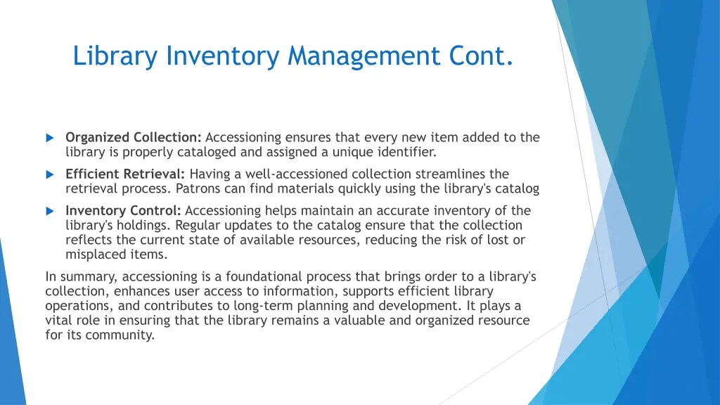 library inventory management cont