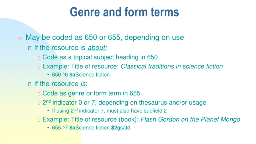 genre and form terms