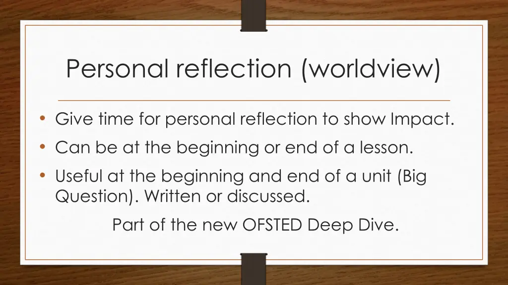 personal reflection worldview