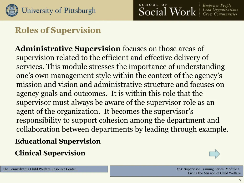 roles of supervision