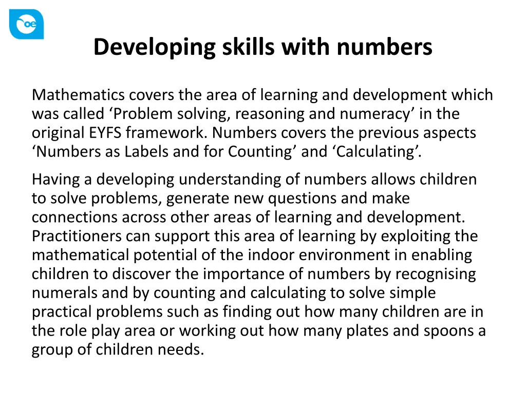 developing skills with numbers