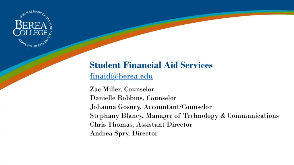 student financial aid services finaid@berea edu