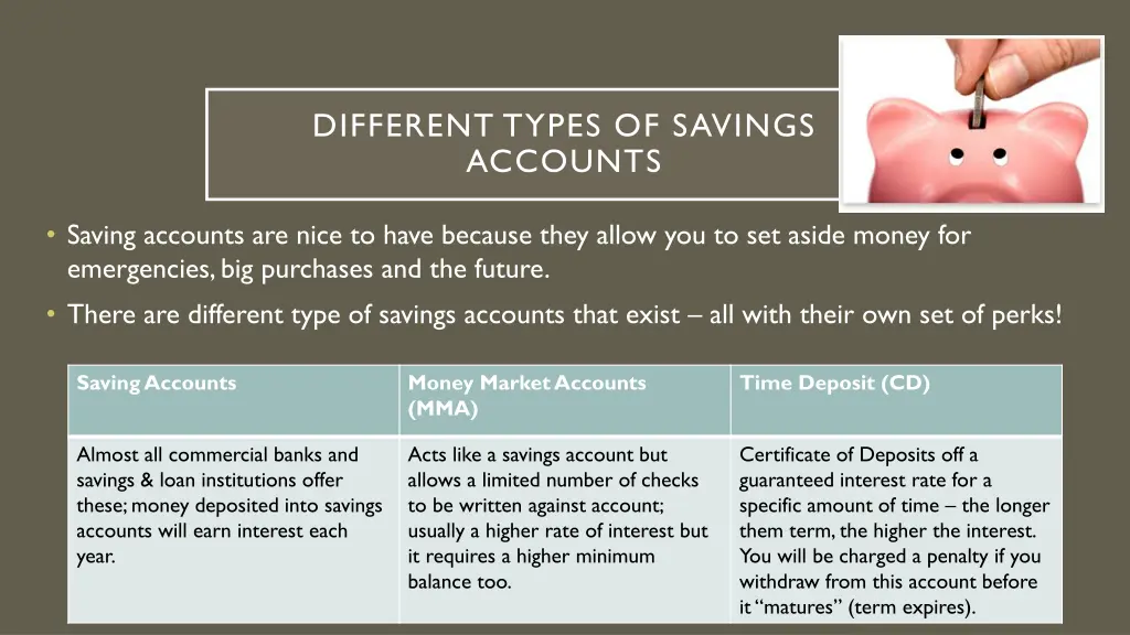 different types of savings accounts