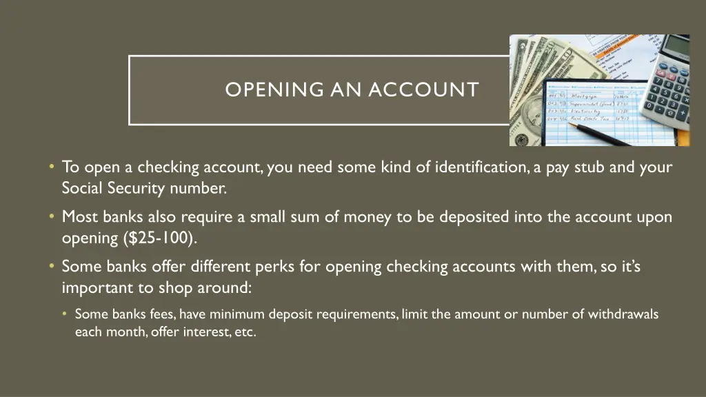 opening an account