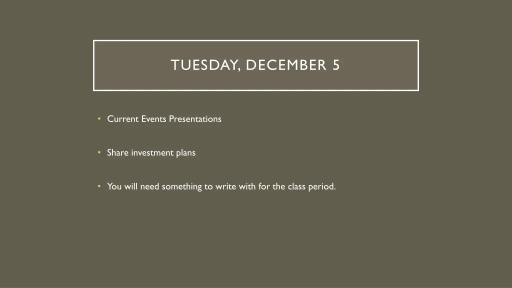 tuesday december 5