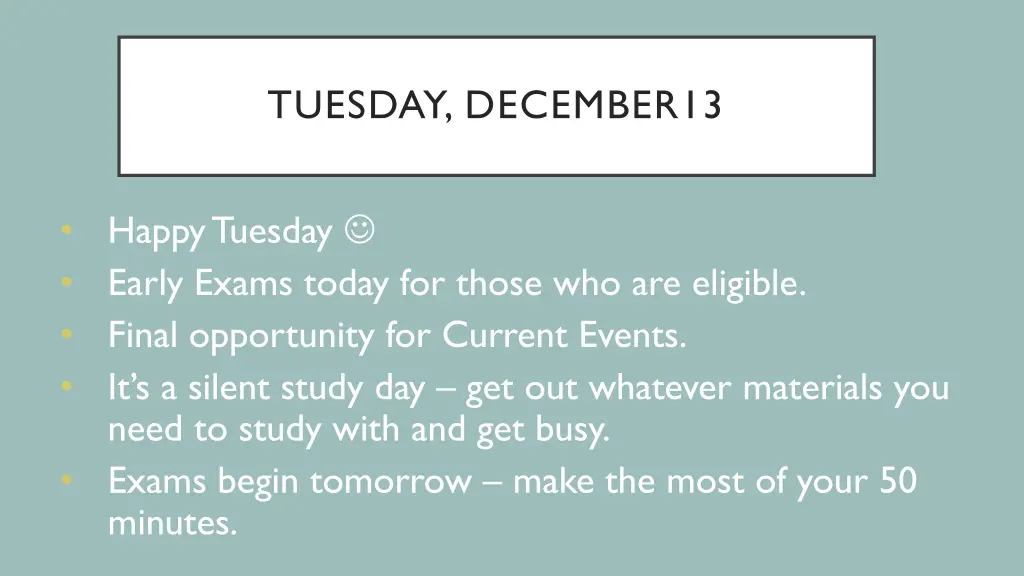 tuesday december13 1