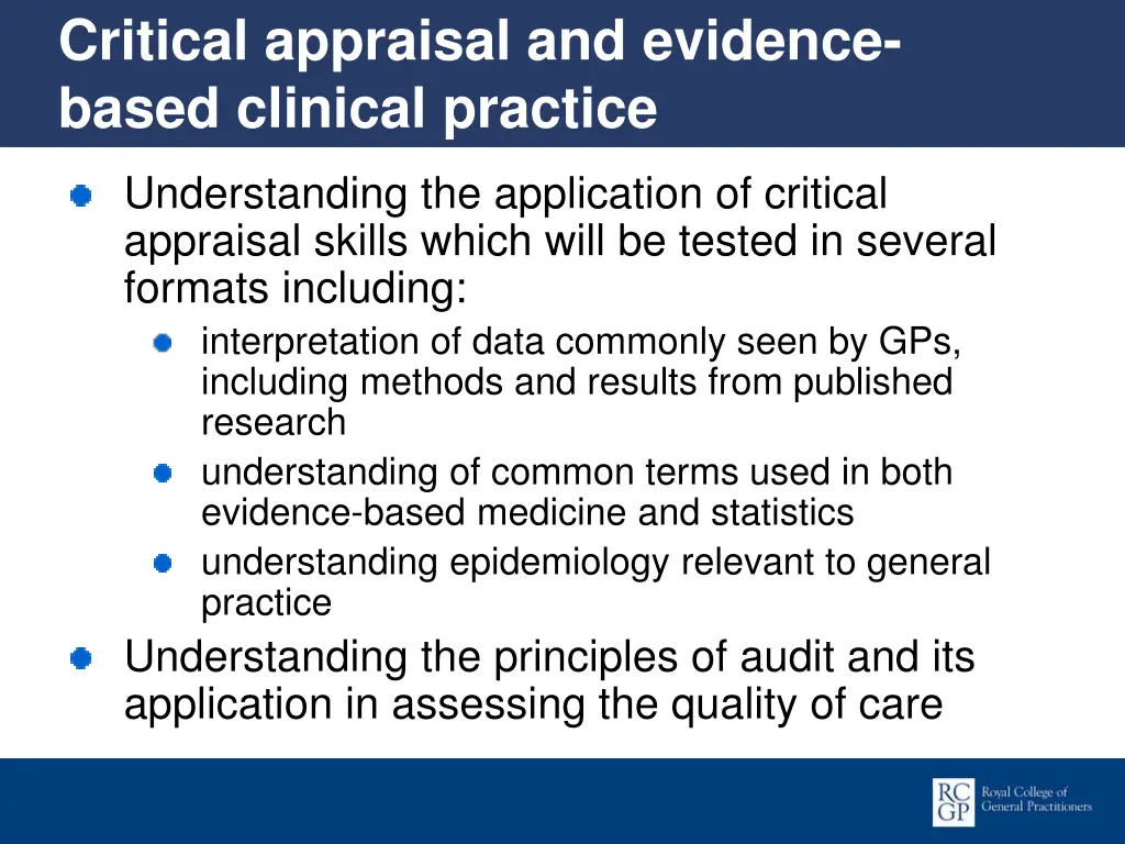 critical appraisal and evidence based clinical