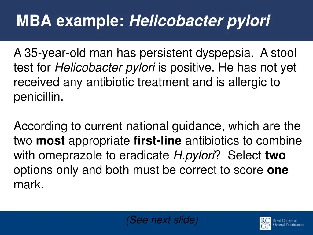 mba example helicobacter pylori