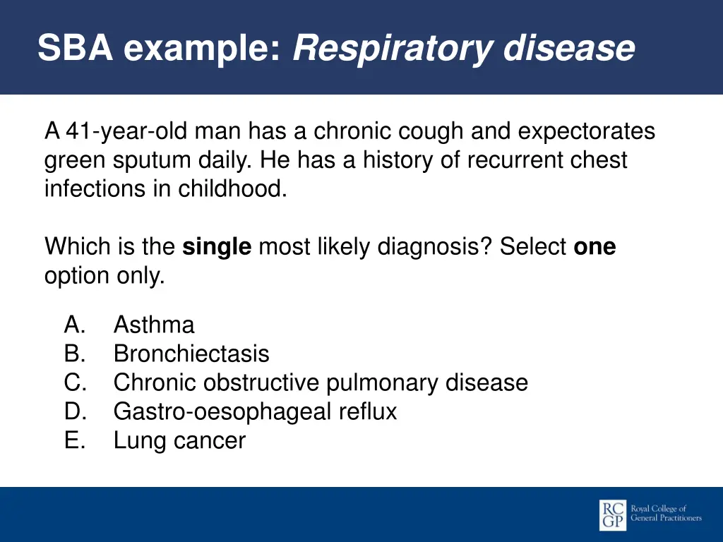 sba example respiratory disease