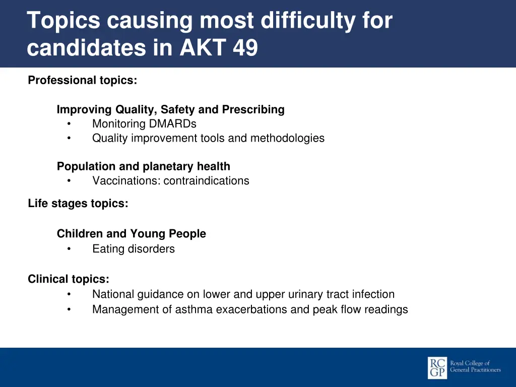 topics causing most difficulty for candidates 1