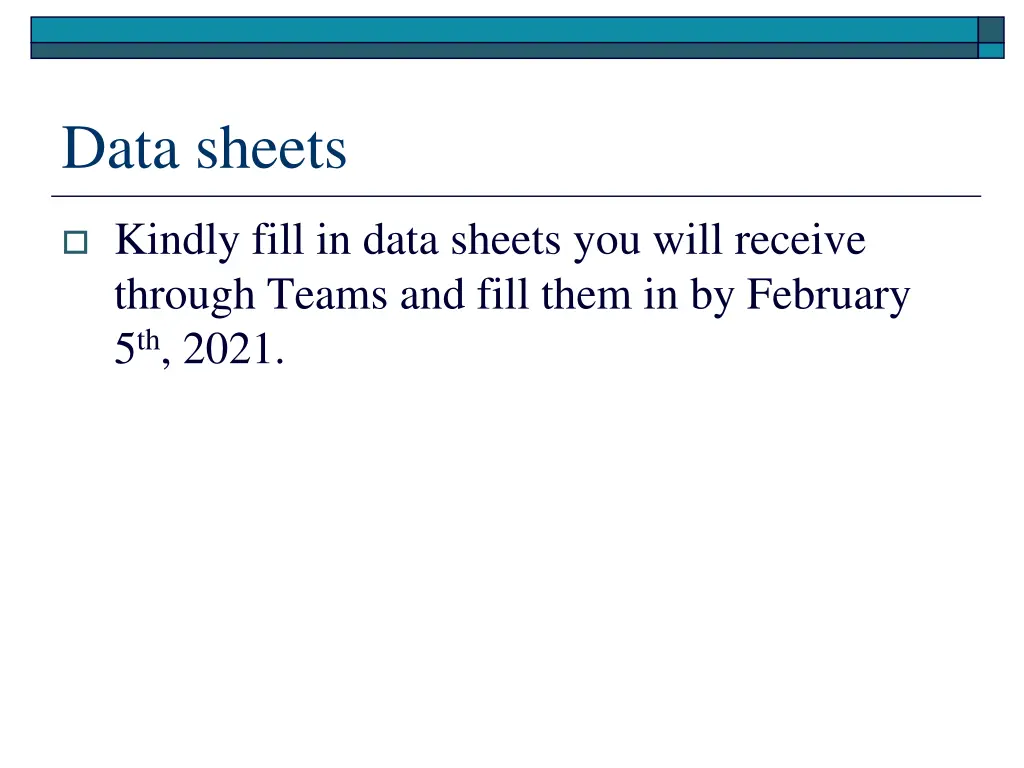 data sheets