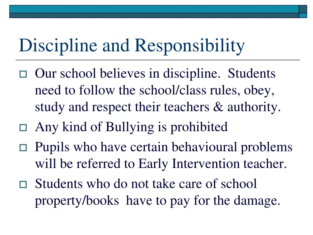 discipline and responsibility