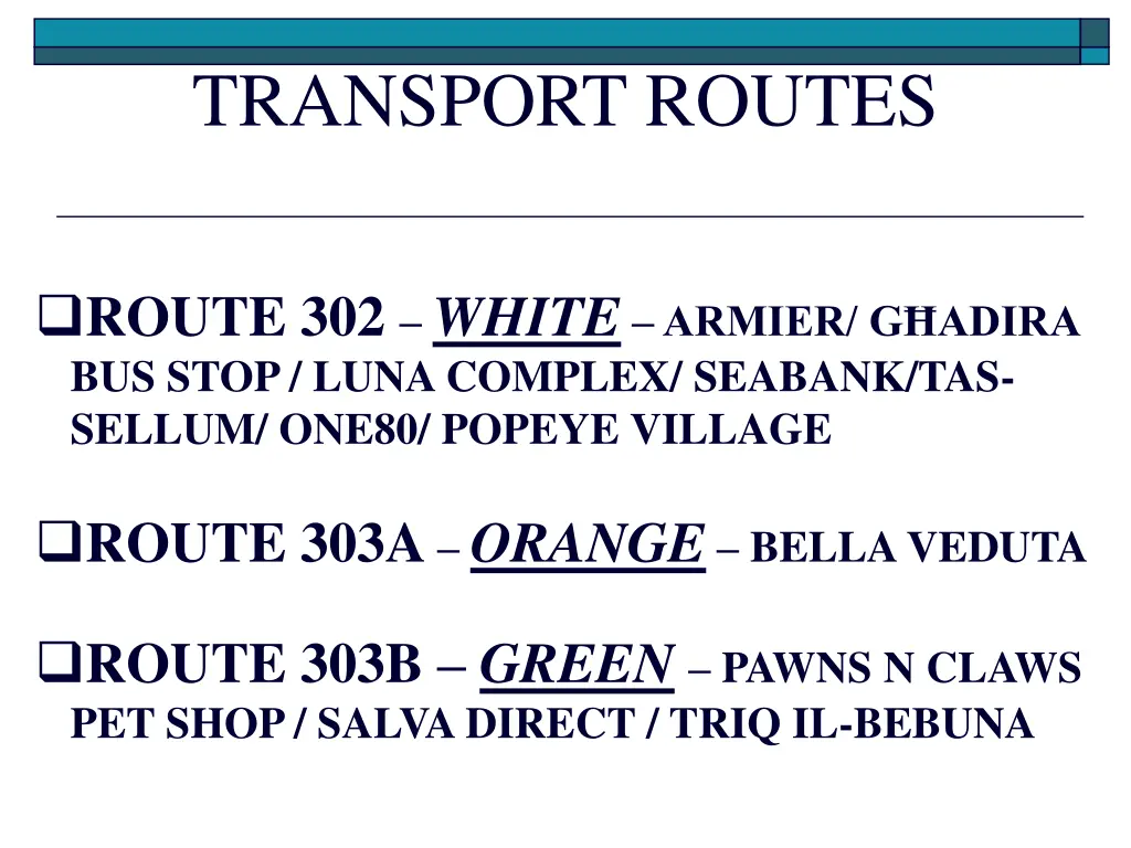 transport routes