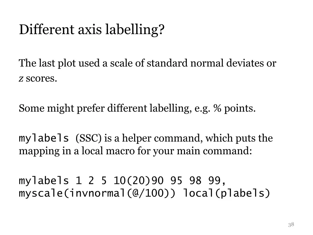 different axis labelling