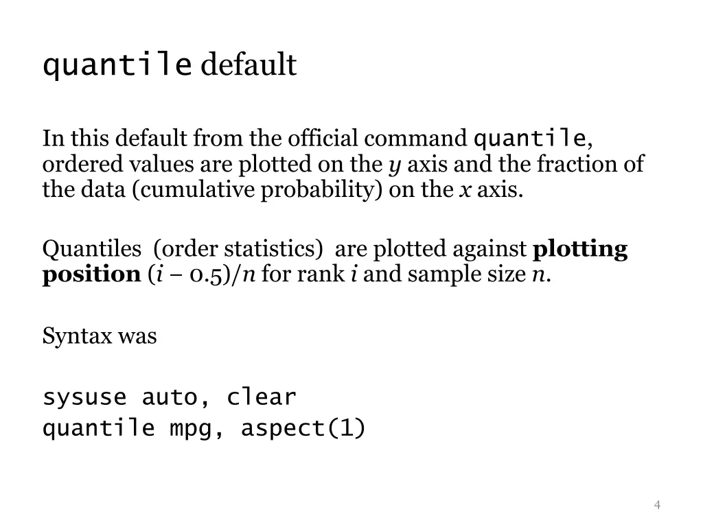 quantile default