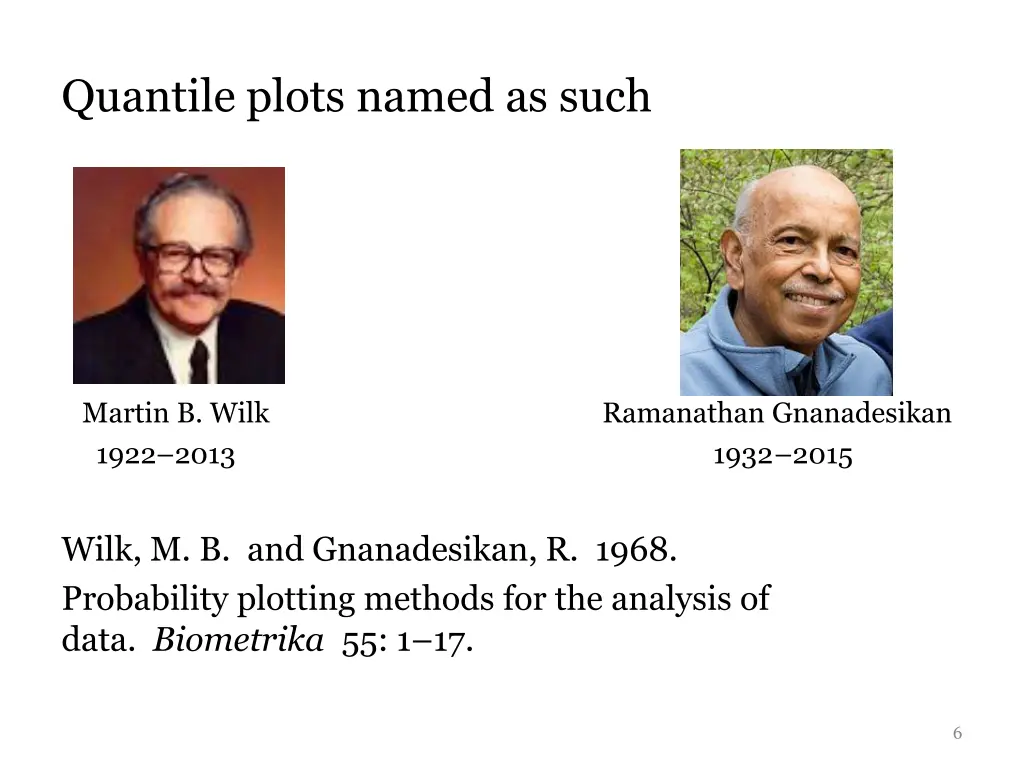 quantile plots named as such