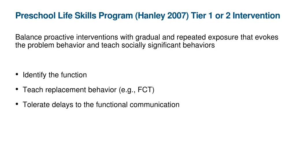 preschool life skills program hanley 2007 tier