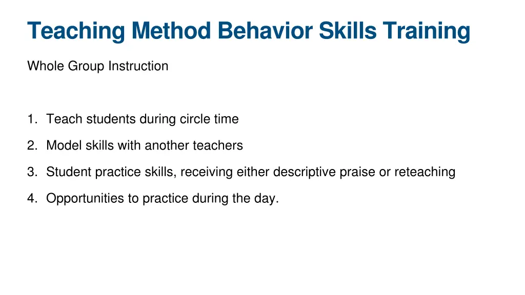 teaching method behavior skills training