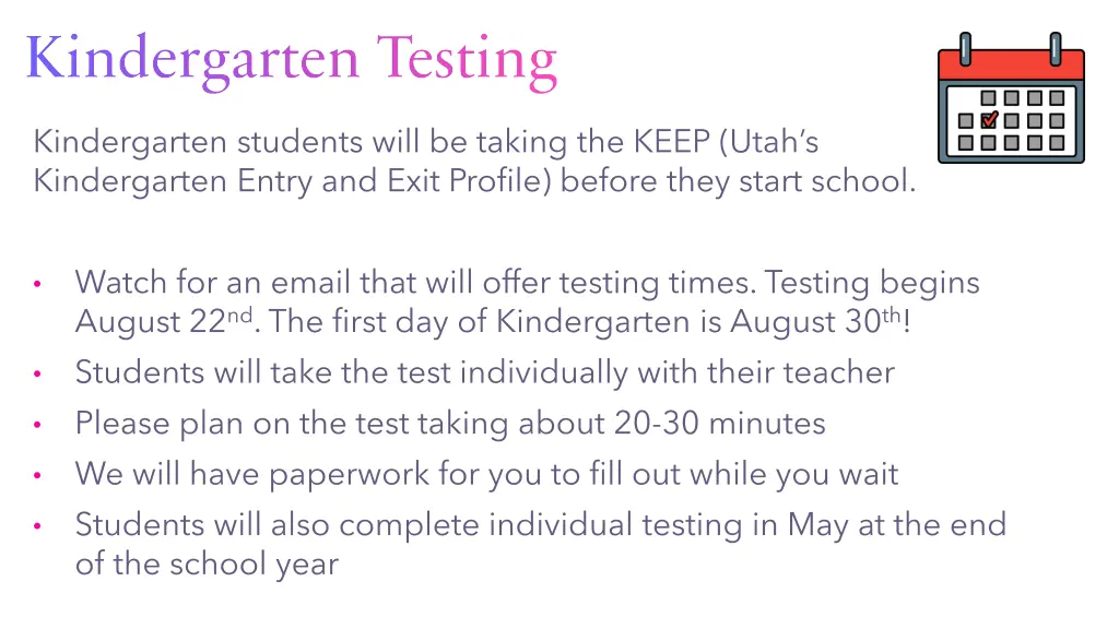 kindergarten testing