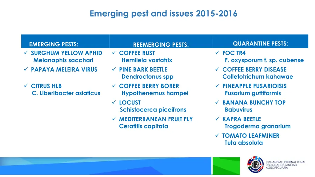 emerging pest and issues 2015 2016