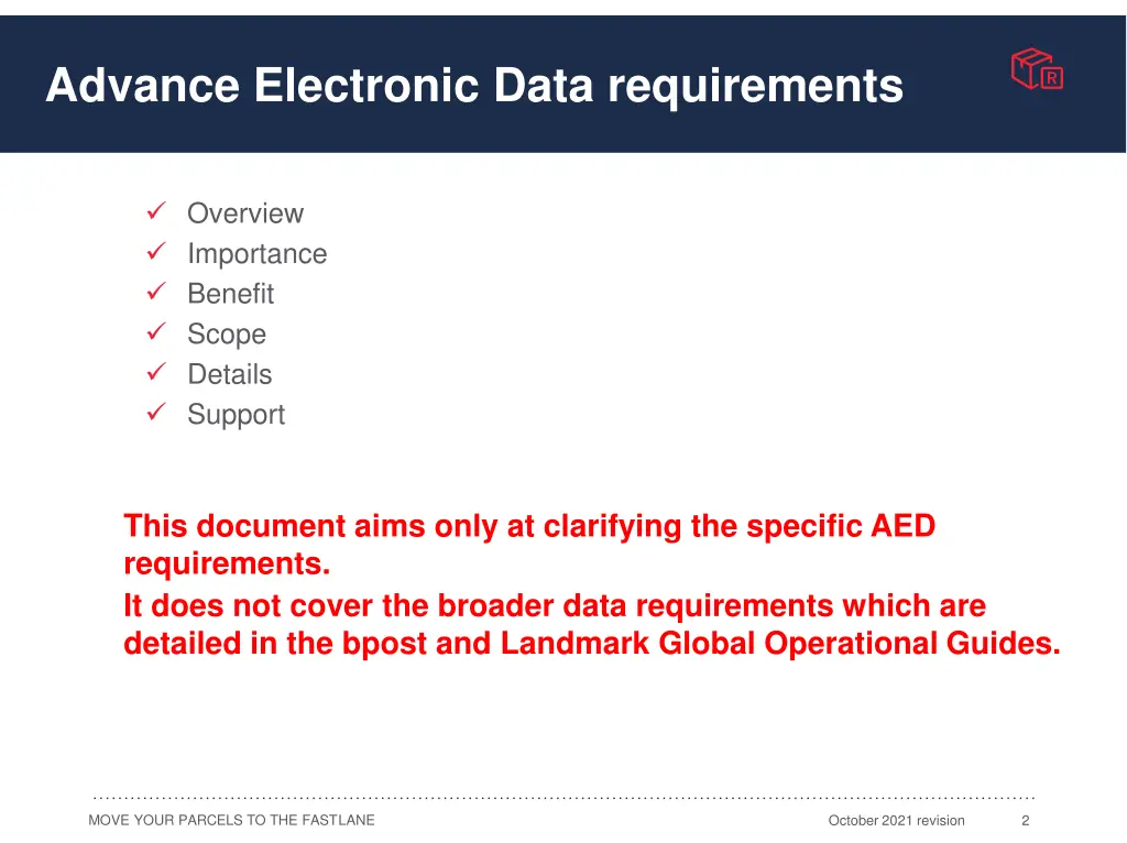 advance electronic data requirements