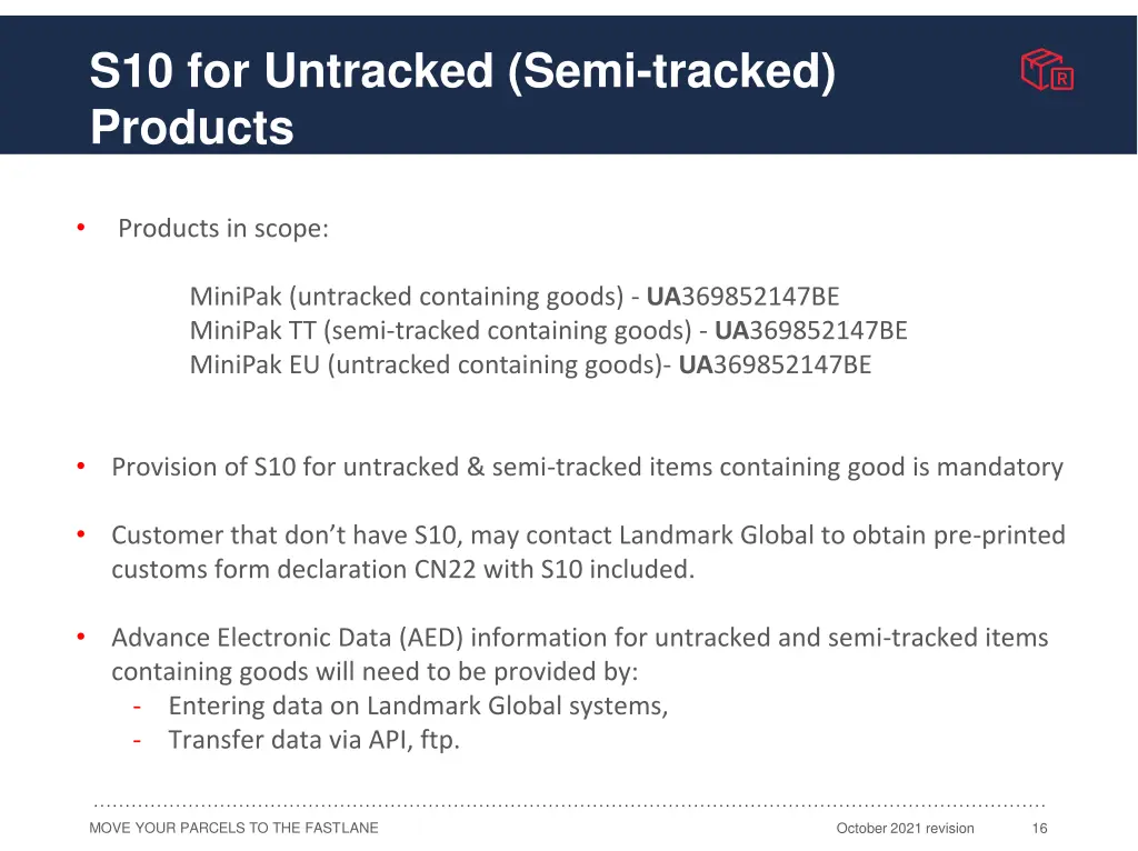 s10 for untracked semi tracked products